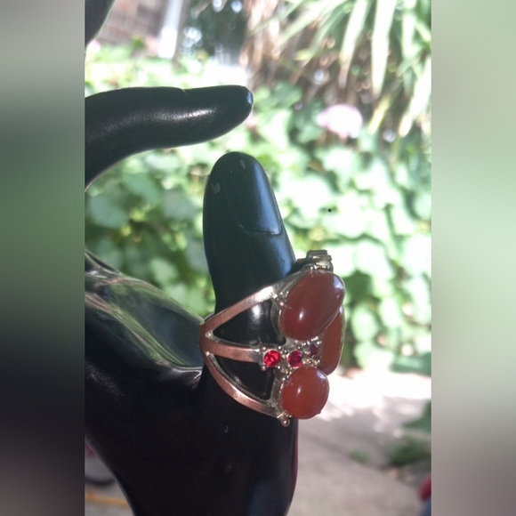Vintage RUBY & Carnelian Agate Ring - Picture 10 of 16